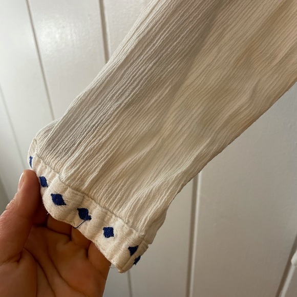 Lord and Taylor White Blue Blouse - Picture 5 of 10